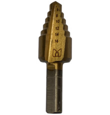 Сверло многоступенчатое, диам. 6,8,10,12,14,16мм SP0616 (для врезки в трубу ПВХ)